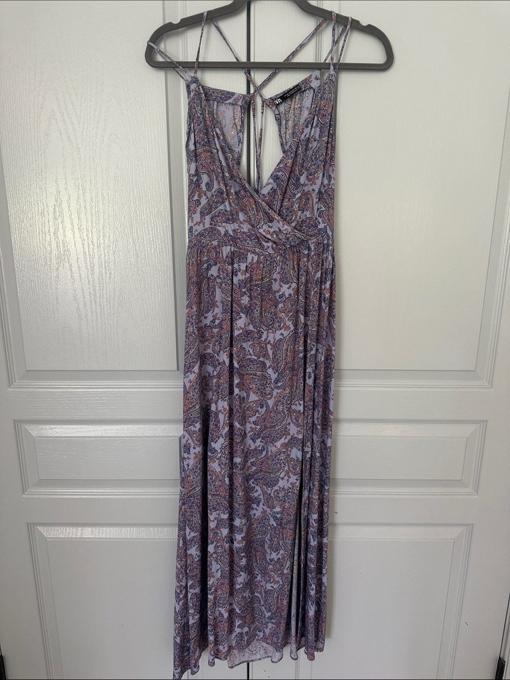 Zara Lavender Paisley Maxi Dress with Brown Accents